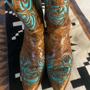 Ariat Turquoise and Brown Snip Boots